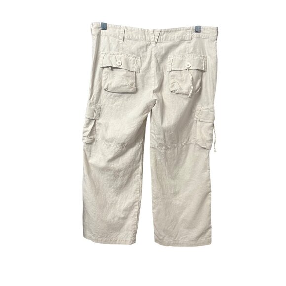 Urban Behavior Beige Linen-Cotton Cargo Pants Size M Relaxed Fit With Pockets - Picture 2 of 16